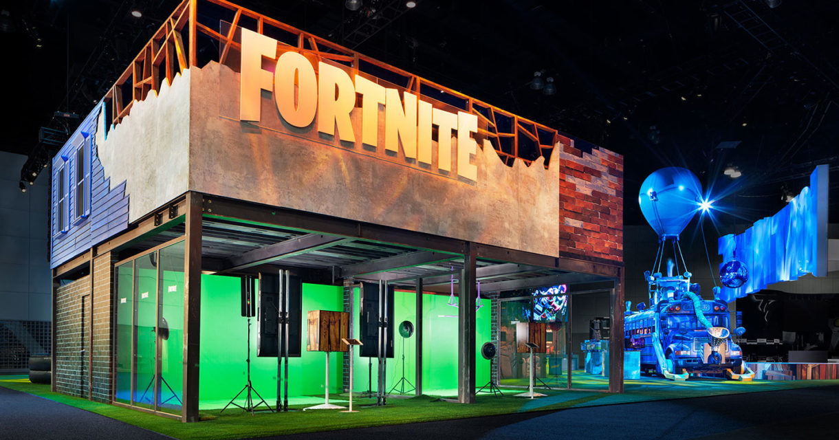 epic games fortnite e3 2018 trade show exhibit esports fgpg illuminated booth as an experiential partner